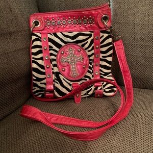 Pink and Zebra cross body purse